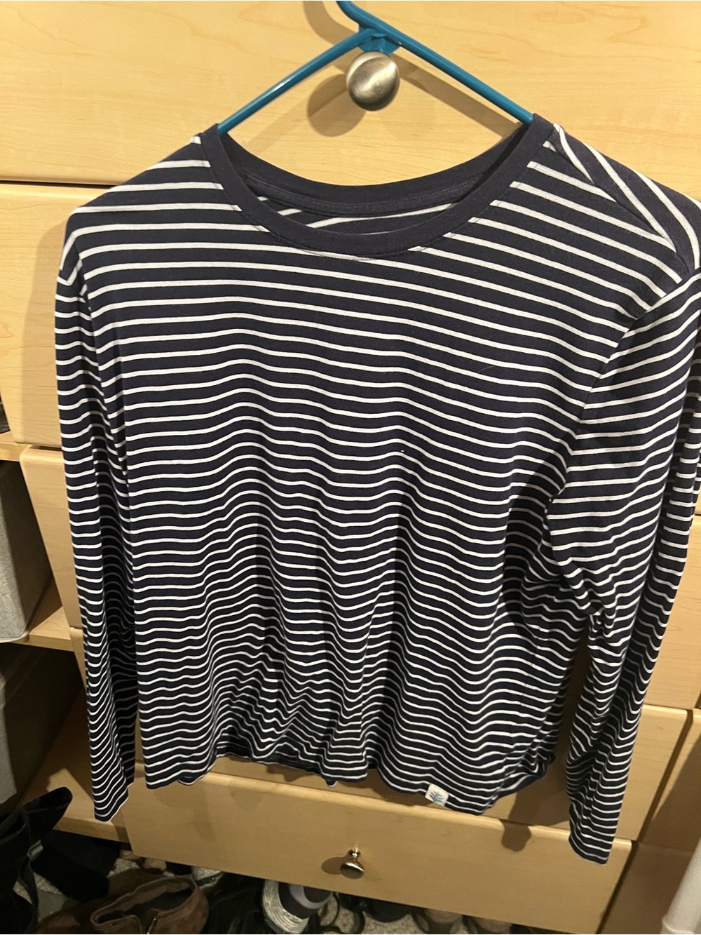 Coolibar Navy and White Striped Long-Sleeve Tee